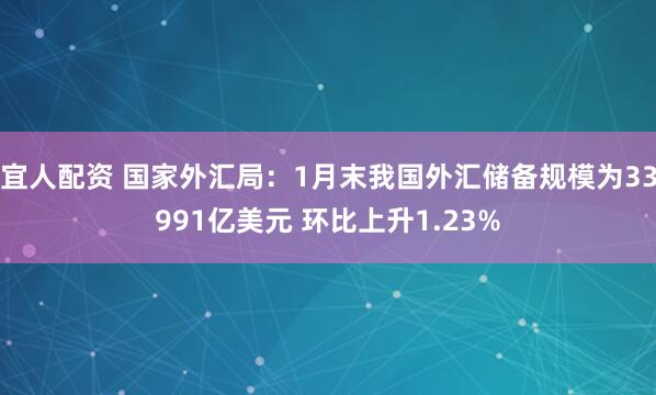 宜人配资 国家外汇局：1月末我国外汇储备规模为33991亿美元 环比上升1.23%